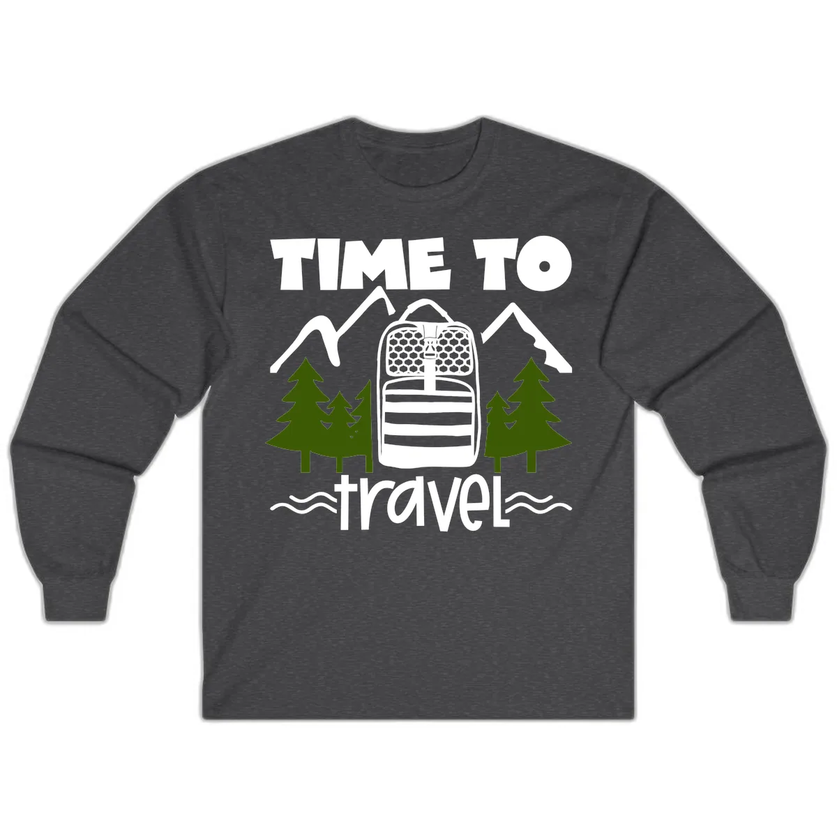 Time To Travel Mountain Backpack Long Sleeve in Dark Heather
