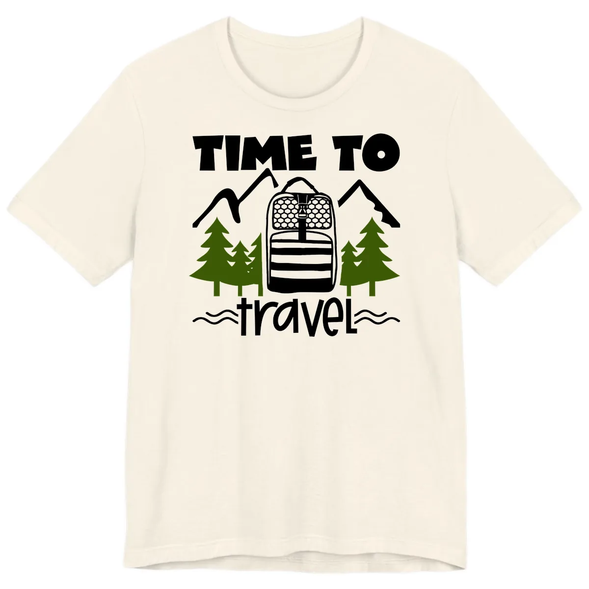 Time To Travel Mountain Backpack Premium T-Shirt in Natural