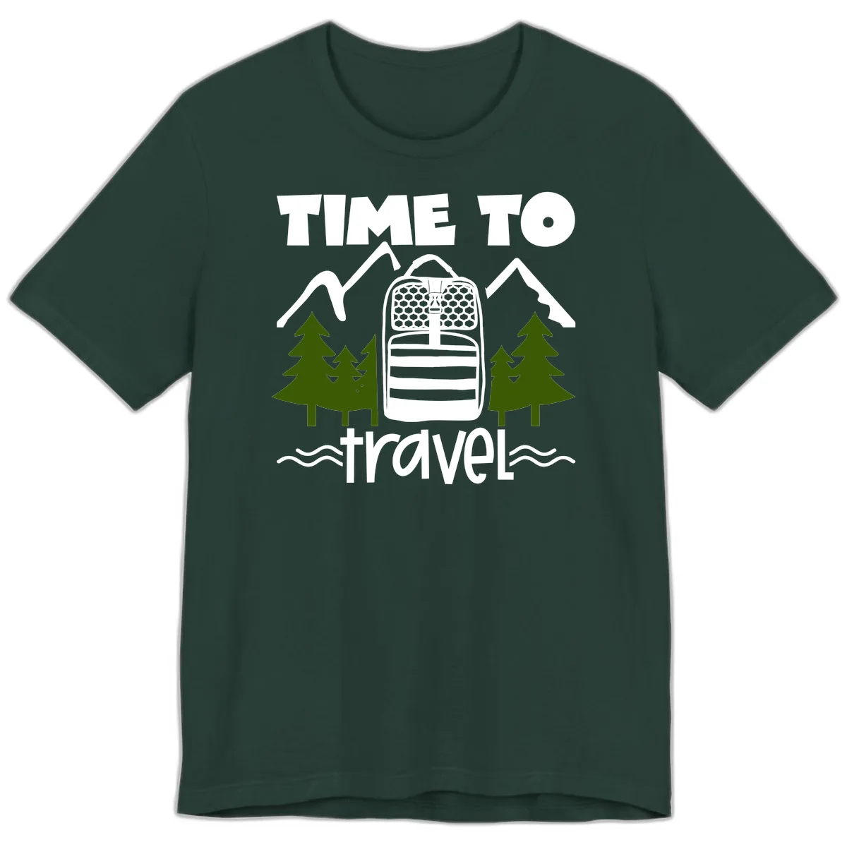 Time To Travel Mountain Backpack Premium T-Shirt in Forest