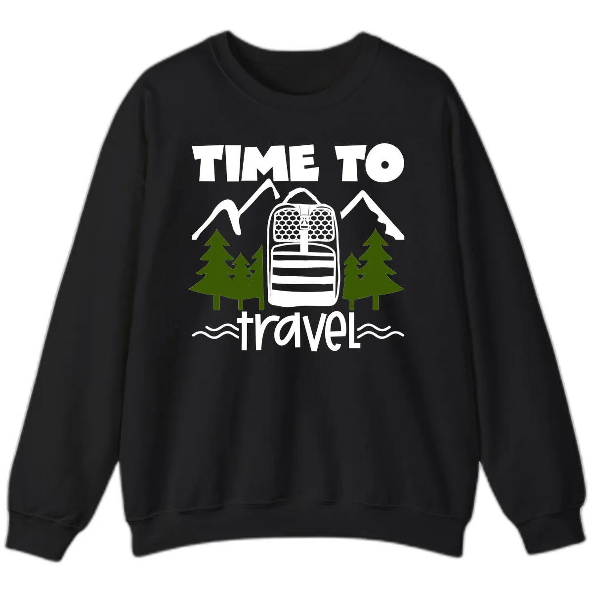 Time To Travel Mountain Backpack Sweatshirt in Black
