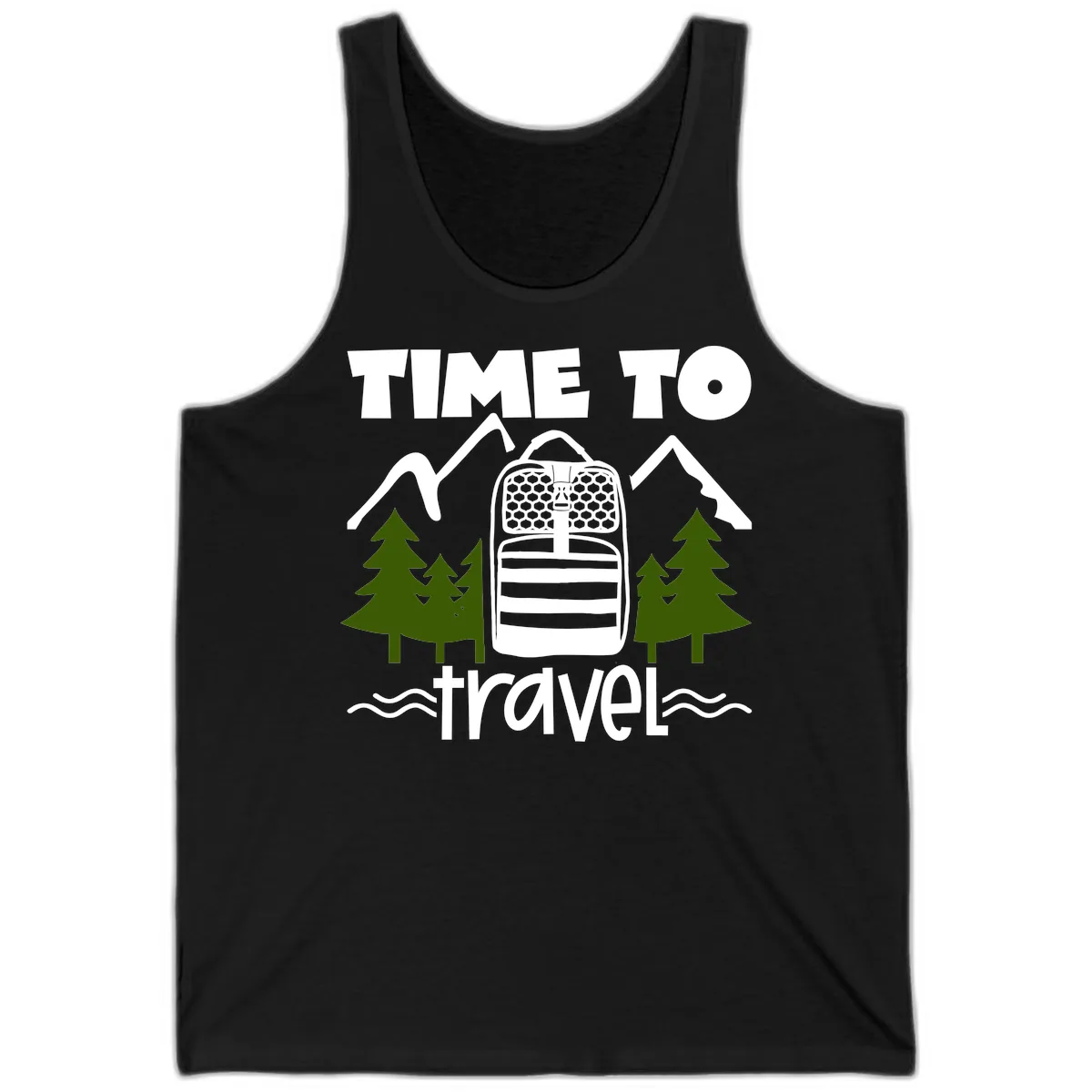 Time To Travel Mountain Backpack Tank in Black