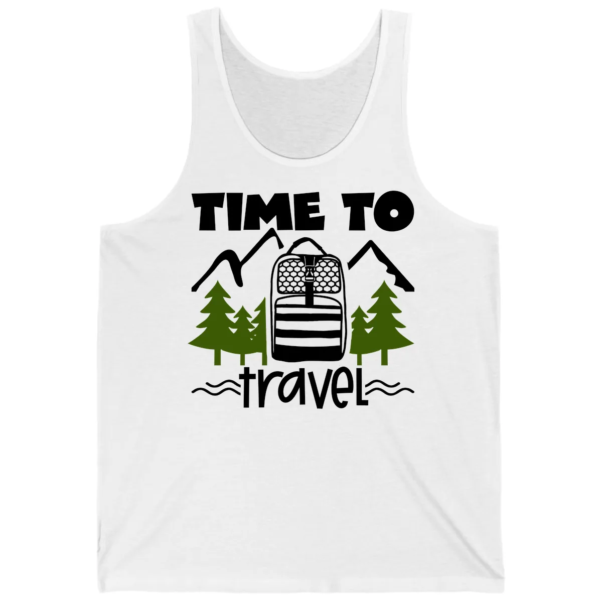 Time To Travel Mountain Backpack Tank in White