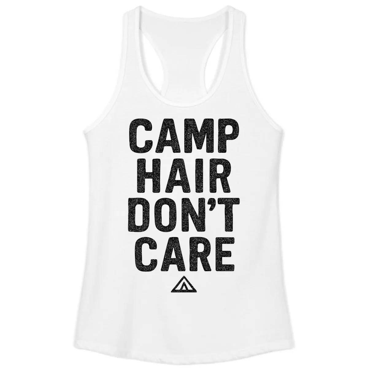 Camp Hair Don't Care Ladies Tank in White