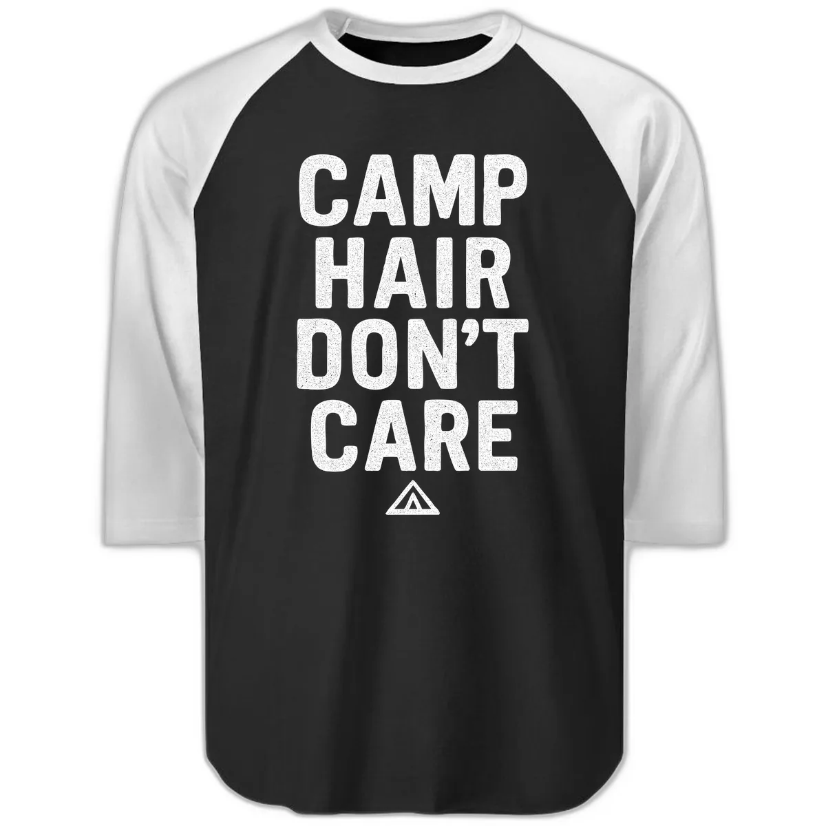 Camp Hair Don't Care Raglan 3/4 in Black White