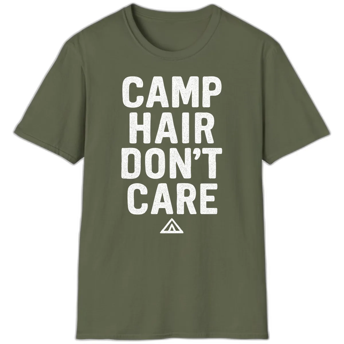 Camp Hair Don't Care T-Shirt in Military Green