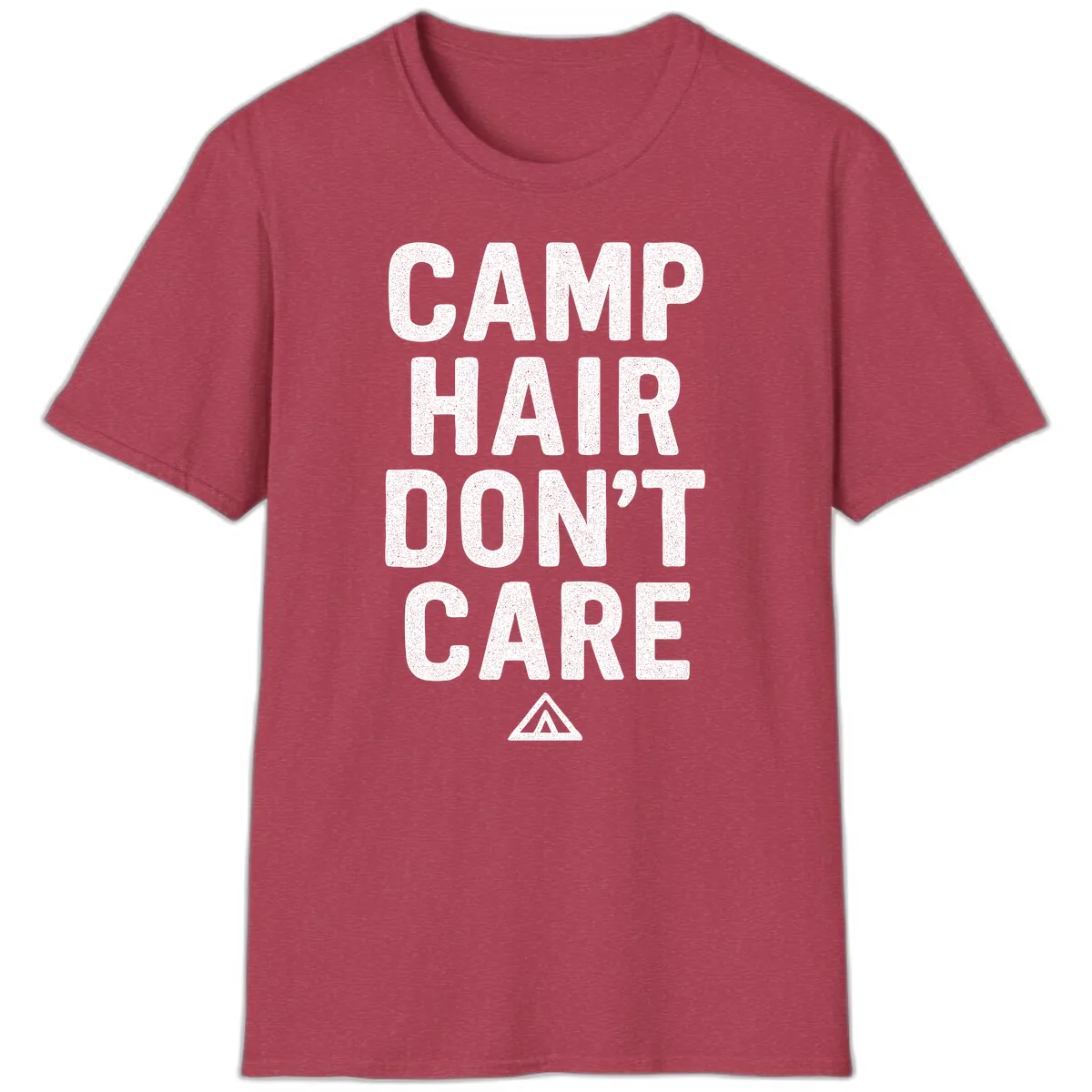 Camp Hair Don't Care T-Shirt in Heather Cardinal