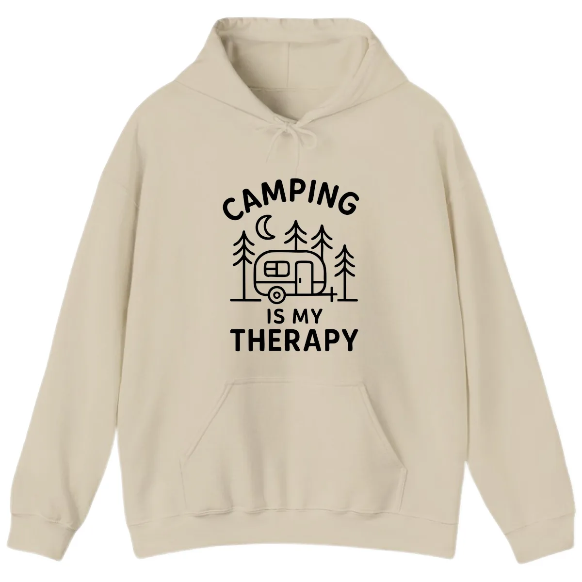 Camping Is My Therapy Hoodie in Sand