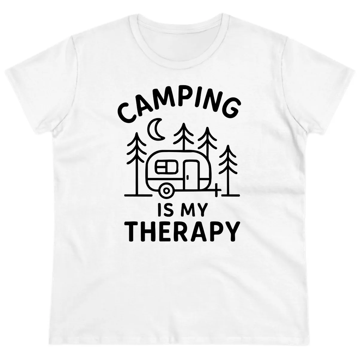 Camping Is My Therapy Ladies Tee in White