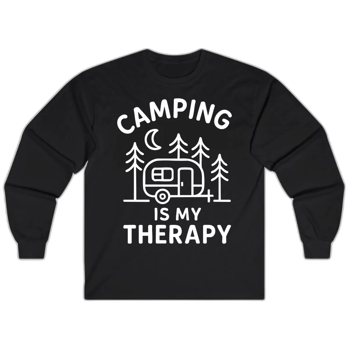 Camping Is My Therapy Long Sleeve in Black