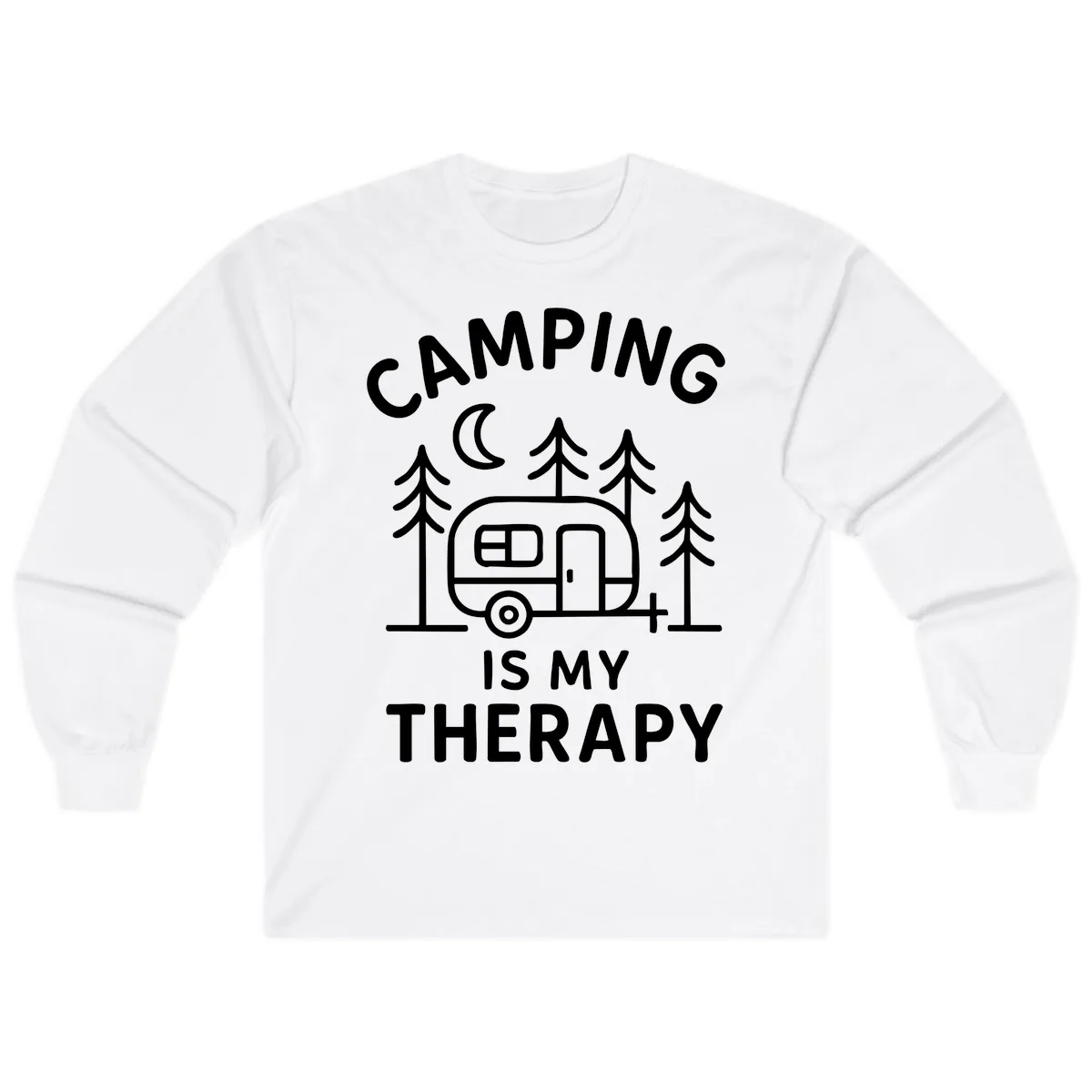 Camping Is My Therapy Long Sleeve in White