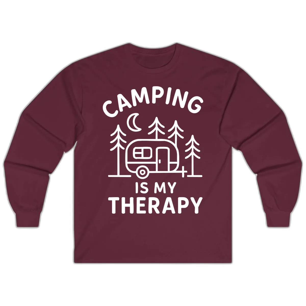 Camping Is My Therapy Long Sleeve in Maroon