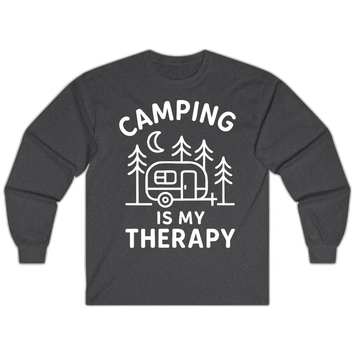 Camping Is My Therapy Long Sleeve in Dark Heather