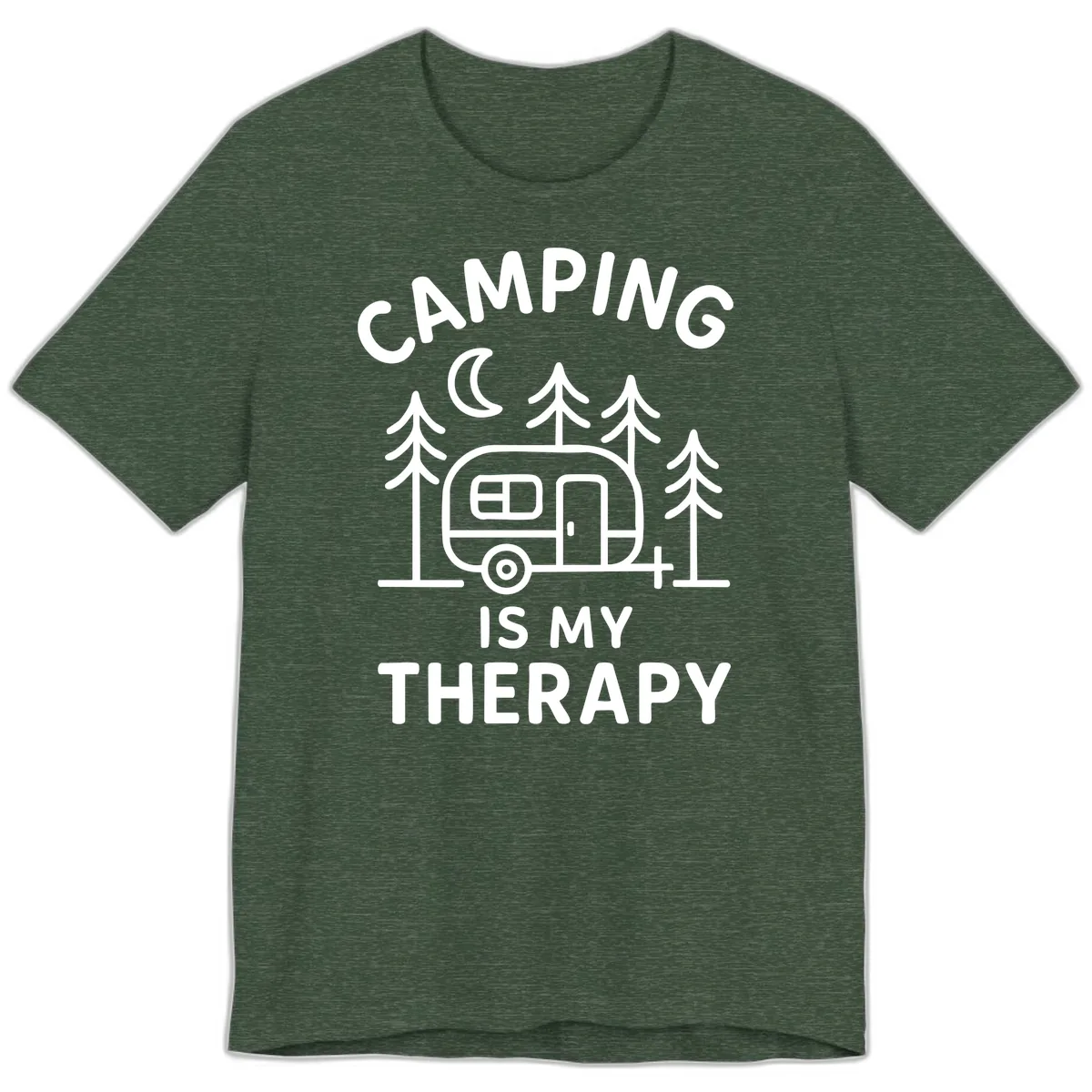 Camping Is My Therapy Premium T-Shirt in Heather Forest