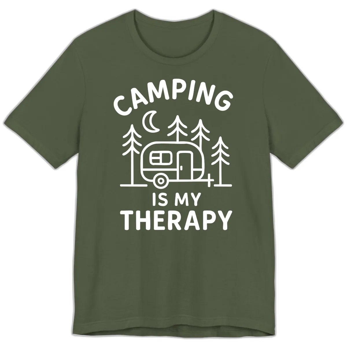 Camping Is My Therapy Premium T-Shirt in Military Green