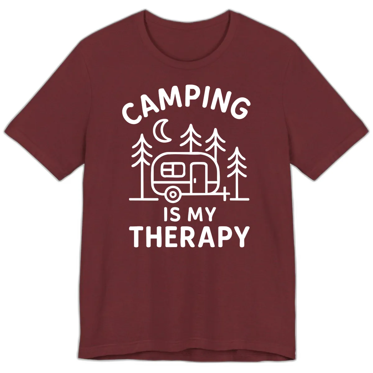 Camping Is My Therapy Premium T-Shirt in Heather Cardinal