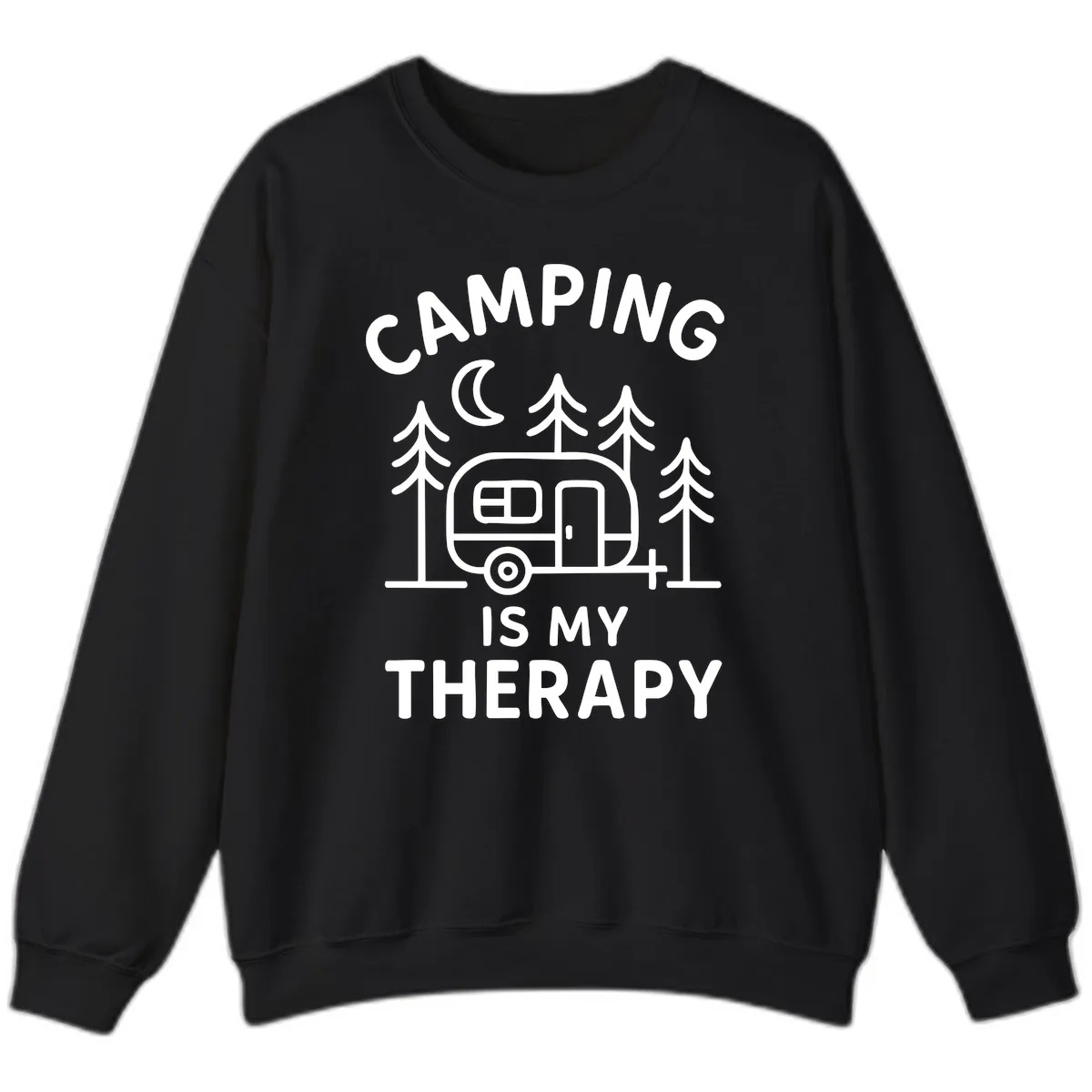 Camping Is My Therapy Sweatshirt in Black