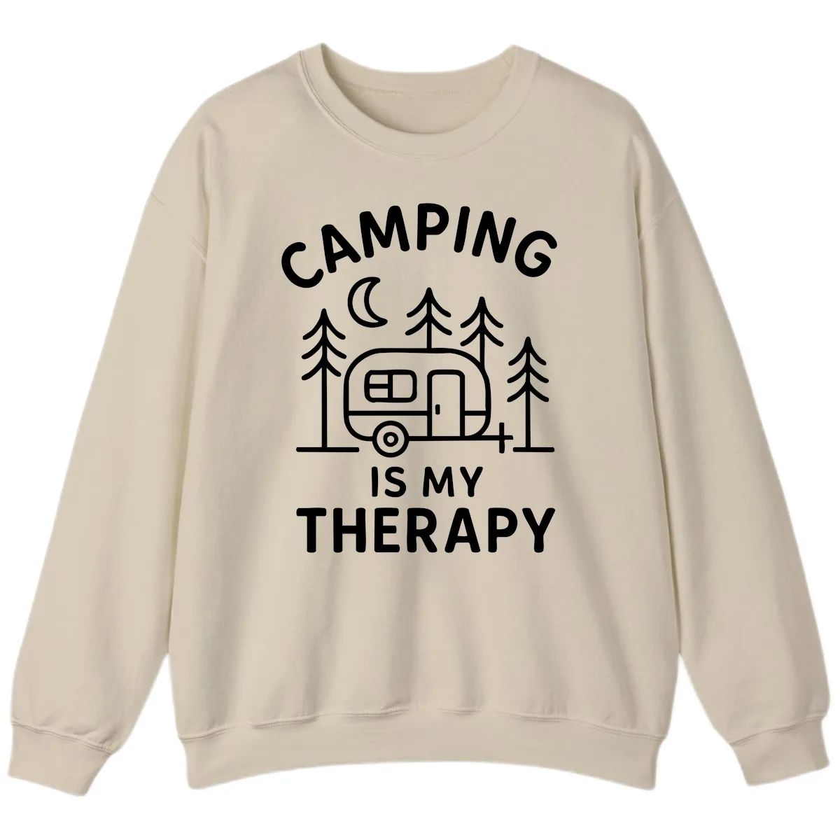 Camping Is My Therapy Sweatshirt in Sand