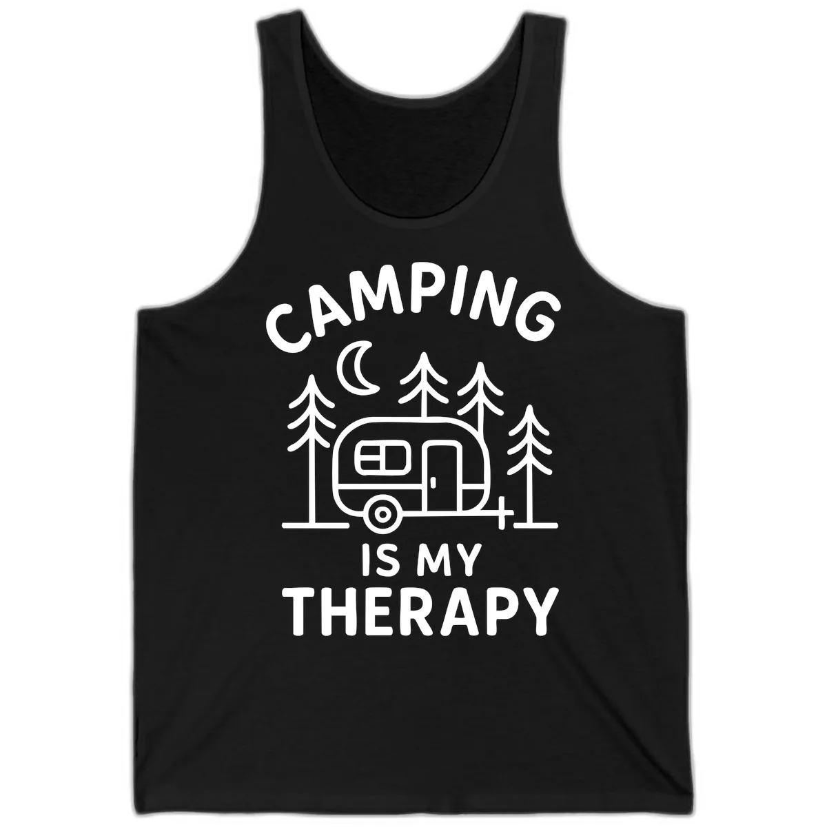 Camping Is My Therapy Tank in Black