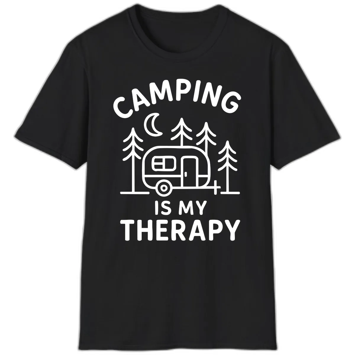 Camping Is My Therapy T-Shirt in Black