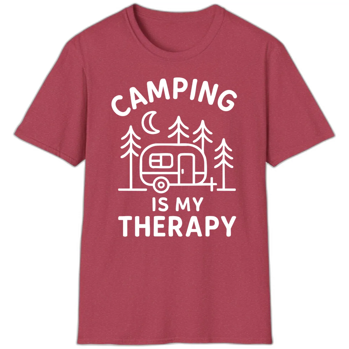 Camping Is My Therapy T-Shirt in Heather Cardinal