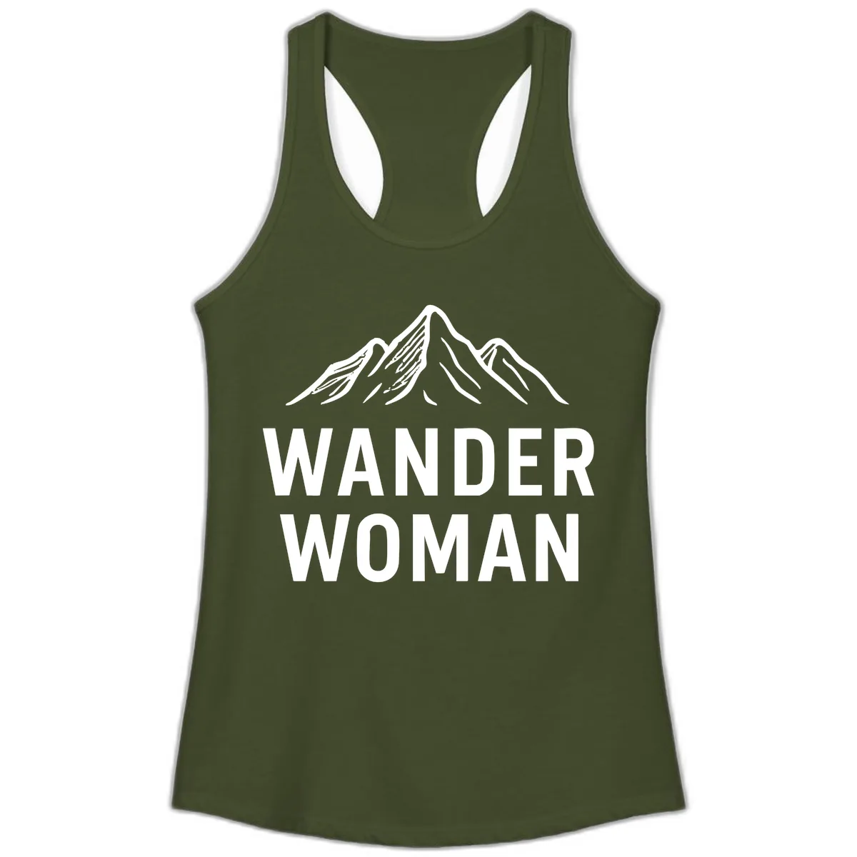 Wander Woman Mountain Ladies Tank in Solid Military Green