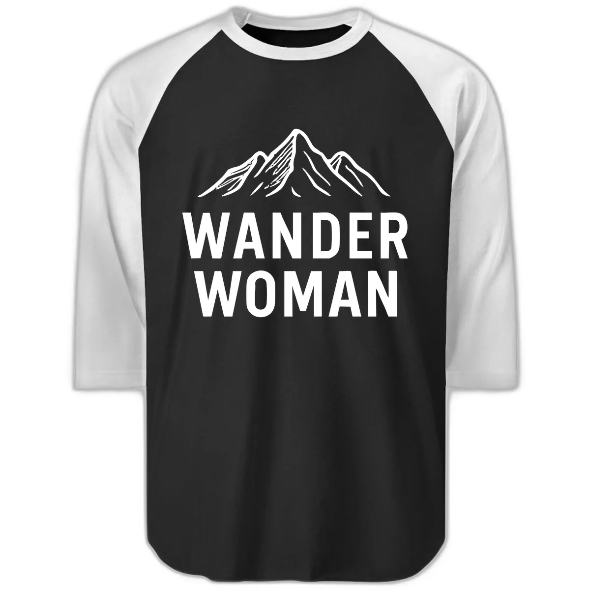Wander Woman Mountain Raglan 3/4 in Black White