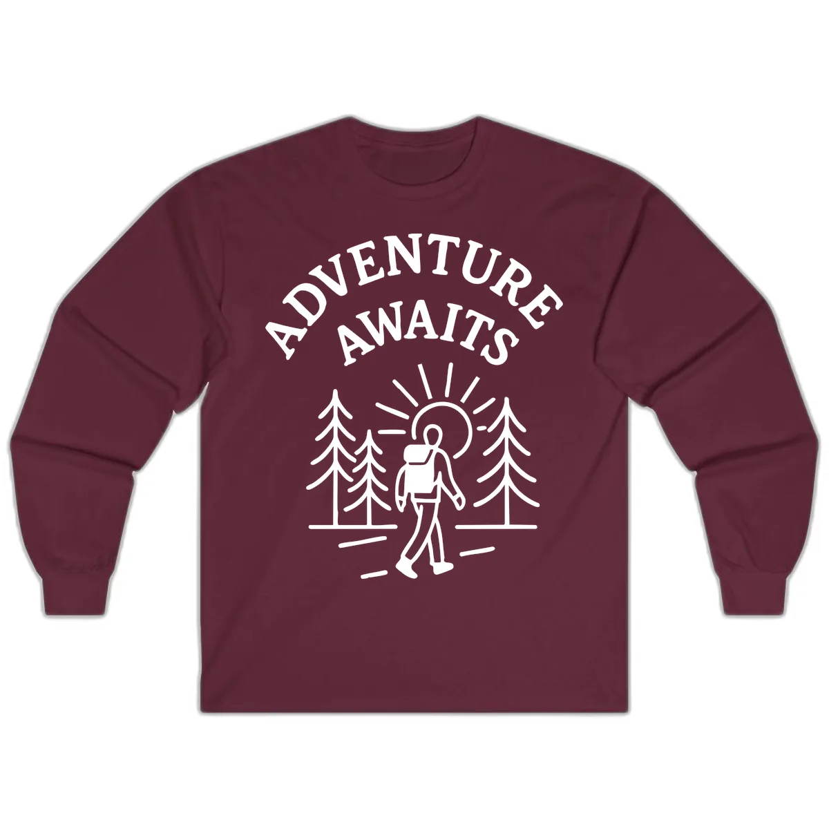 Adventure Awaits Long Sleeve in Maroon