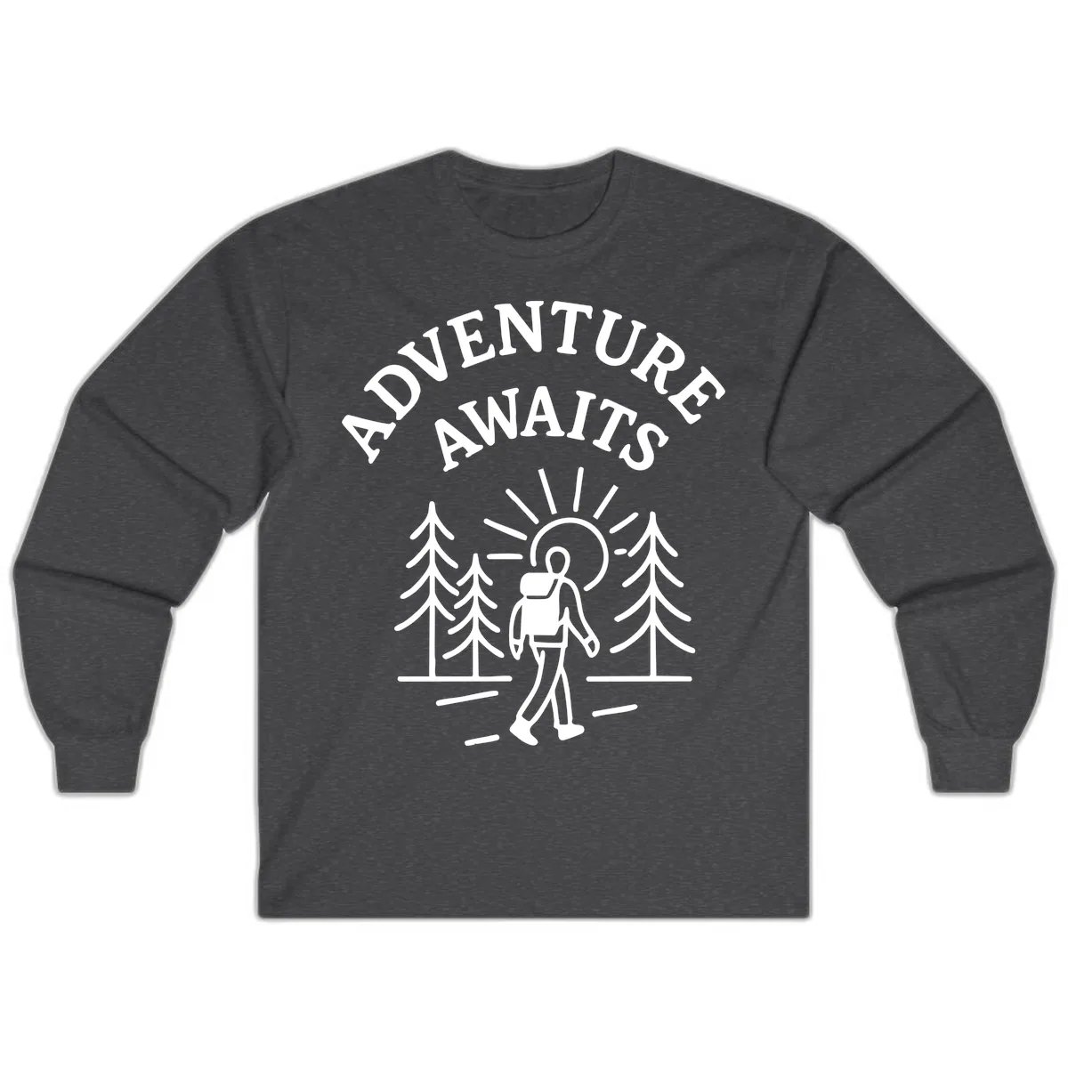 Adventure Awaits Long Sleeve in Dark Heather