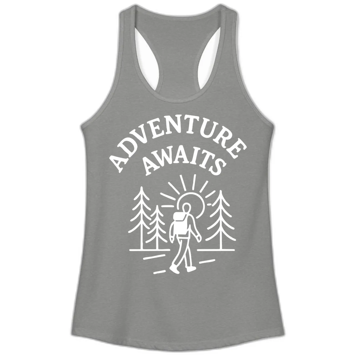 Adventure Awaits Ladies Tank in Heather Grey