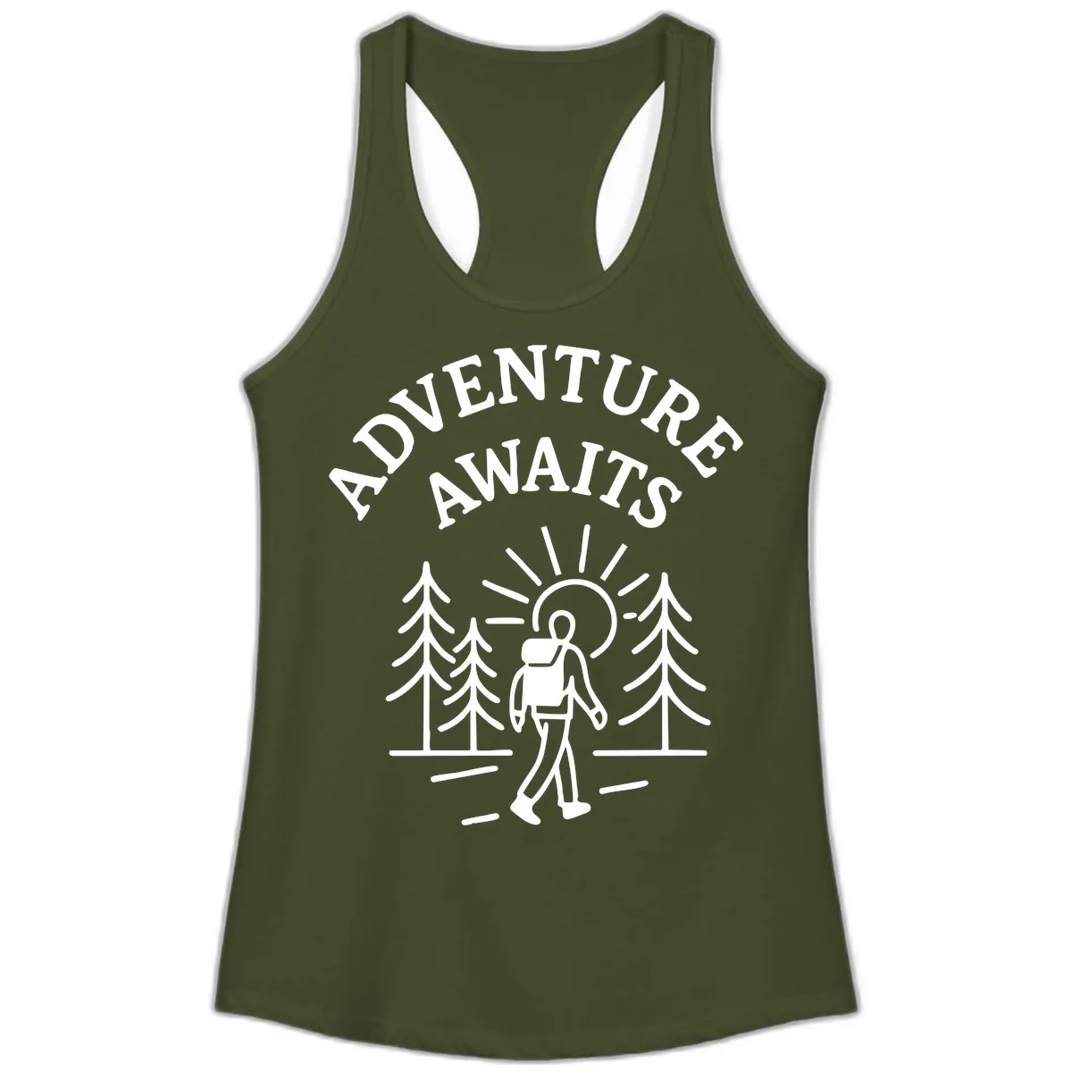 Adventure Awaits Ladies Tank in Solid Military Green