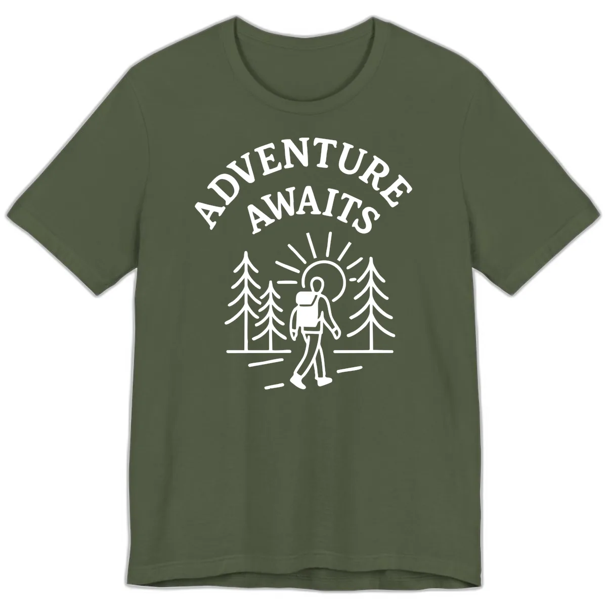 Adventure Awaits Premium T-Shirt in Military Green