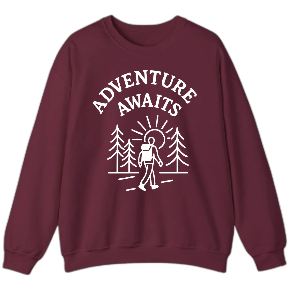 Adventure Awaits Sweatshirt in Maroon