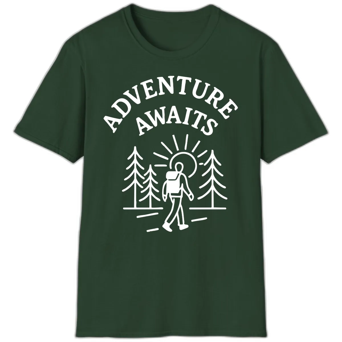 Adventure Awaits T-Shirt in Forest Green
