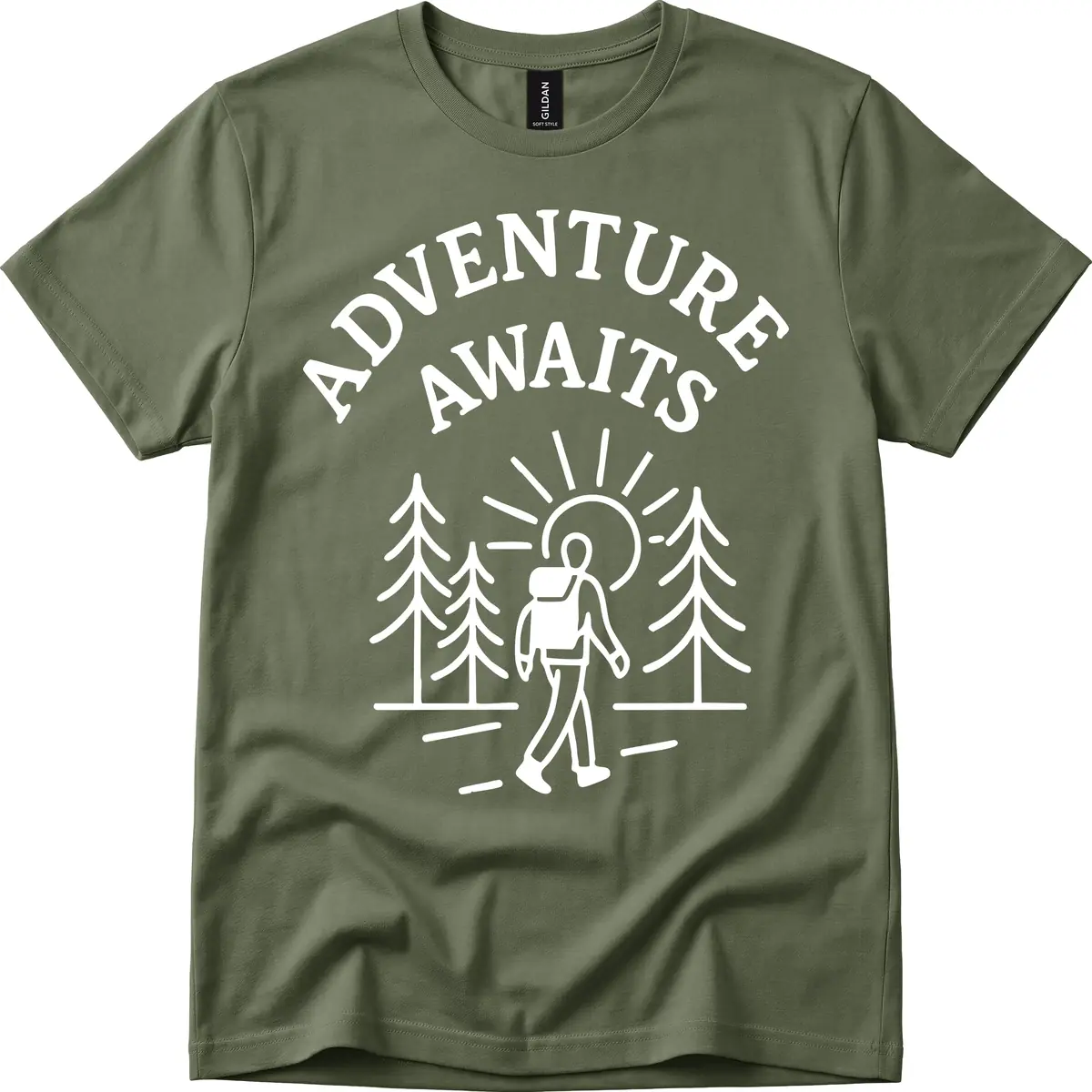 Adventure Awaits T-Shirt in Military Green