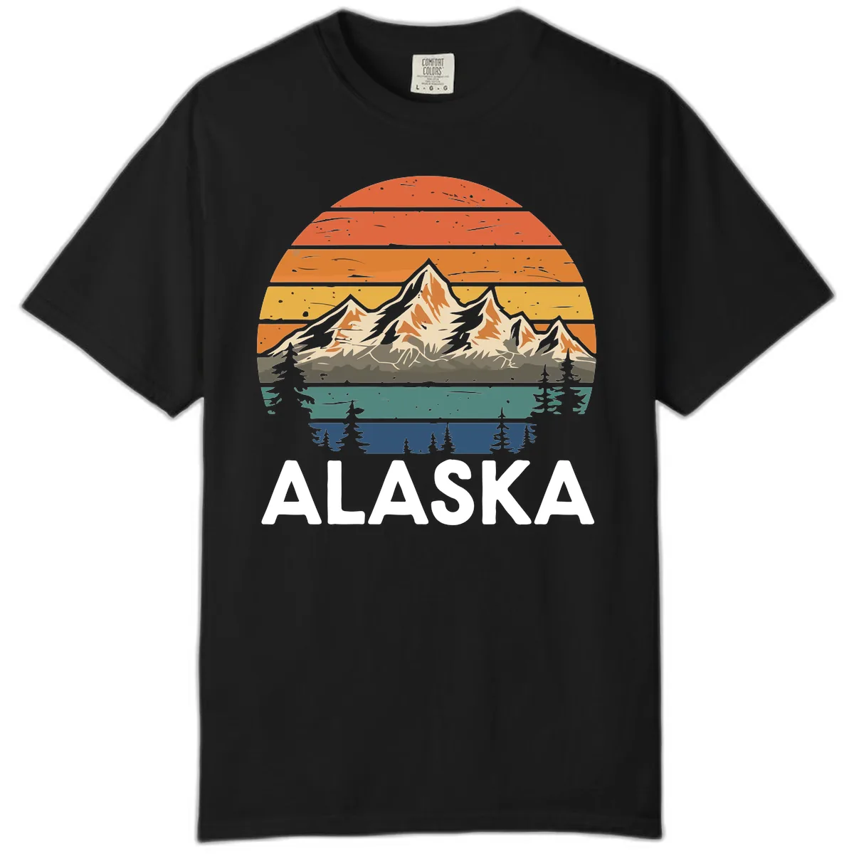 Alaska Mountain Sunset Layers Comfort Color in Black