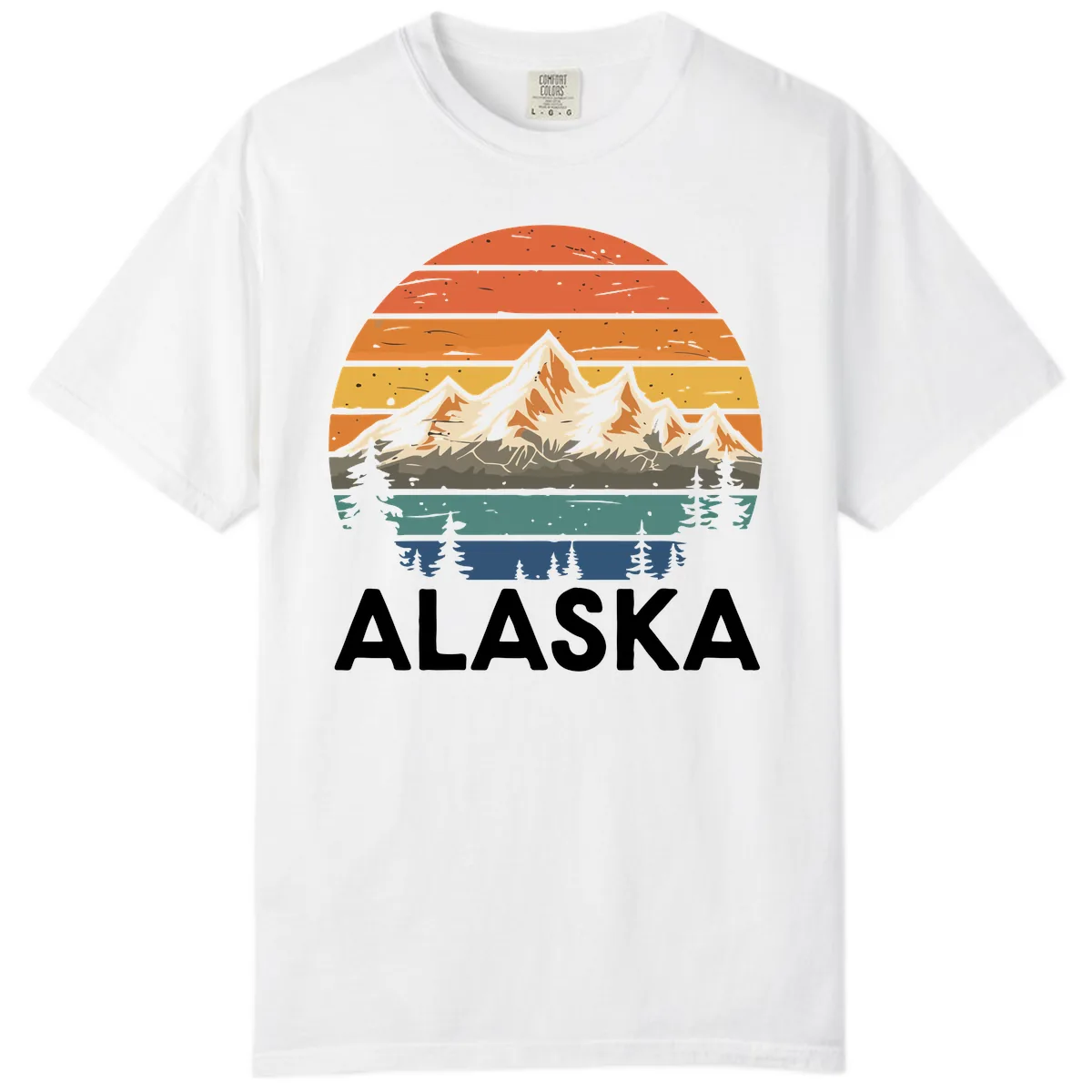 Alaska Mountain Sunset Layers Comfort Color in White