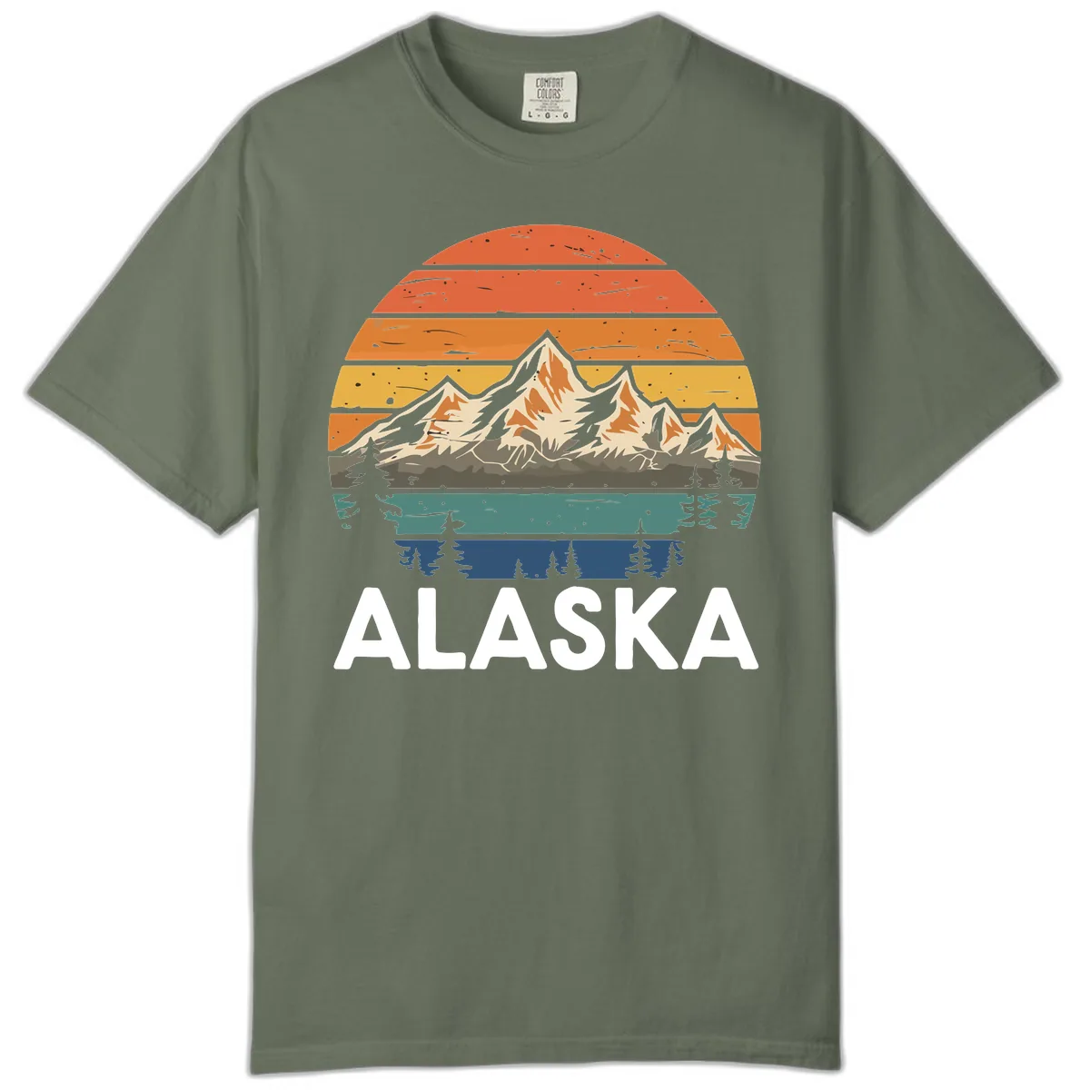 Alaska Mountain Sunset Layers Comfort Color in Moss