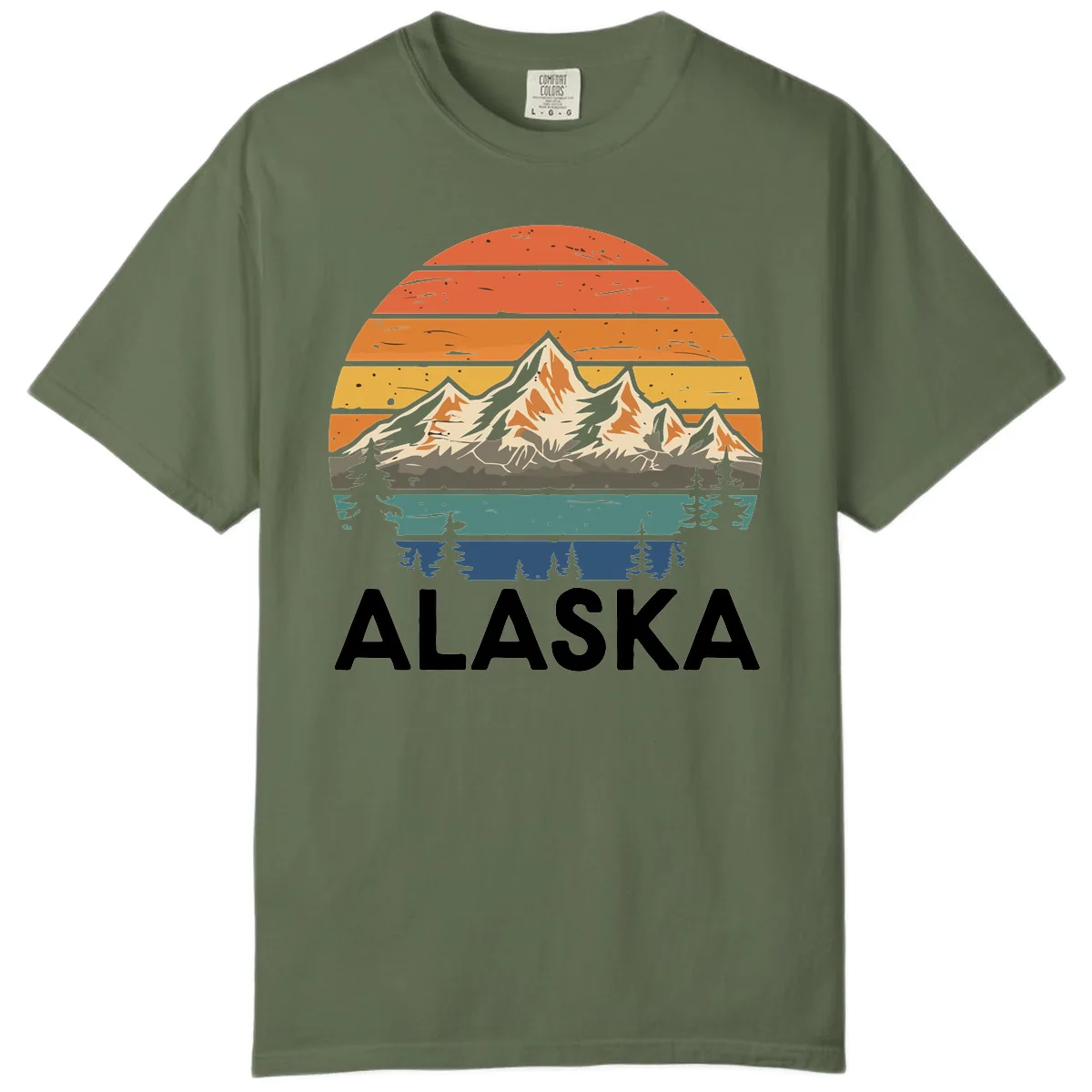 Alaska Mountain Sunset Layers Comfort Color in Sage