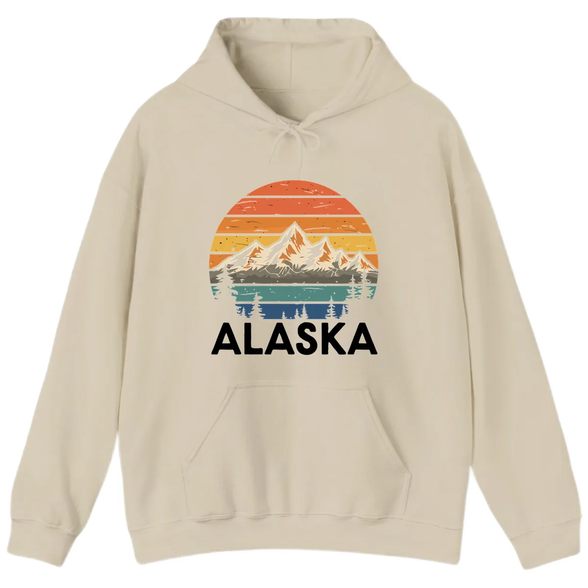 Alaska Mountain Sunset Layers Hoodie in Sand