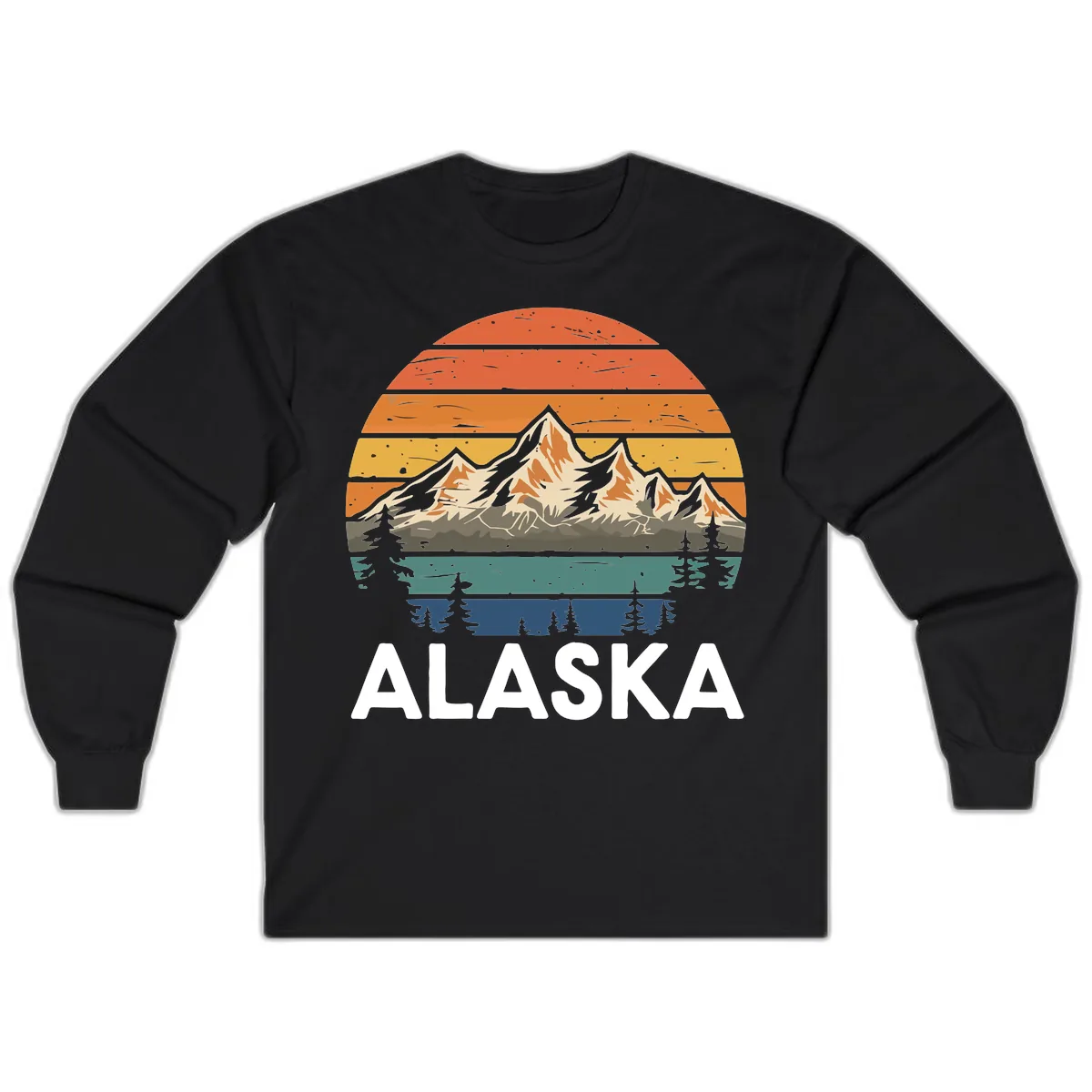 Alaska Mountain Sunset Layers Long Sleeve in Black