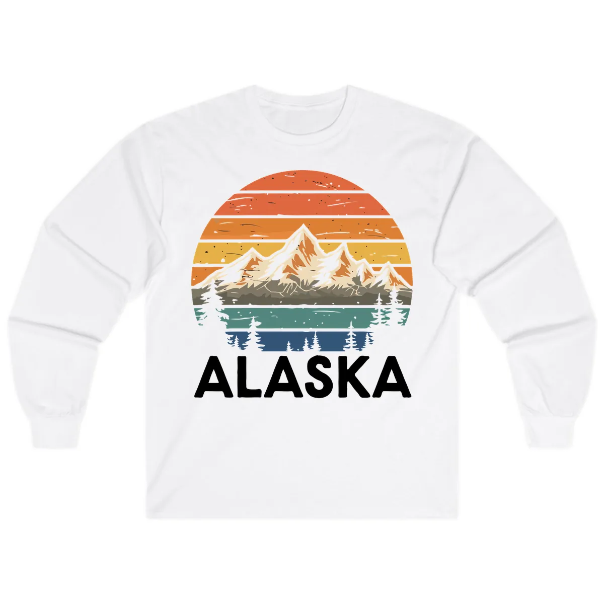 Alaska Mountain Sunset Layers Long Sleeve in White