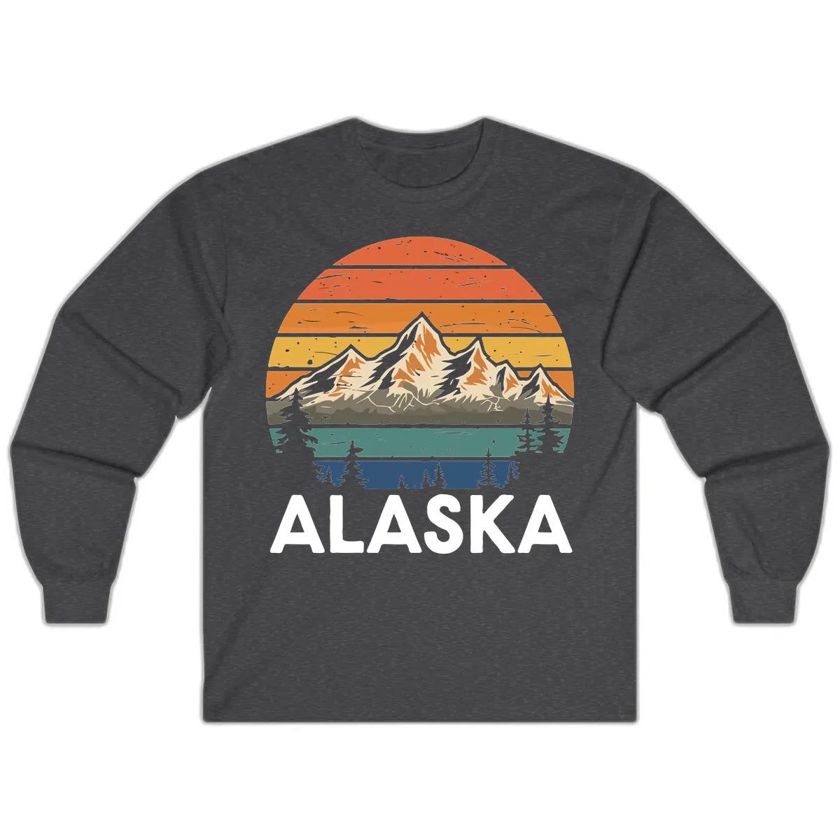 Alaska Mountain Sunset Layers Long Sleeve in Dark Heather