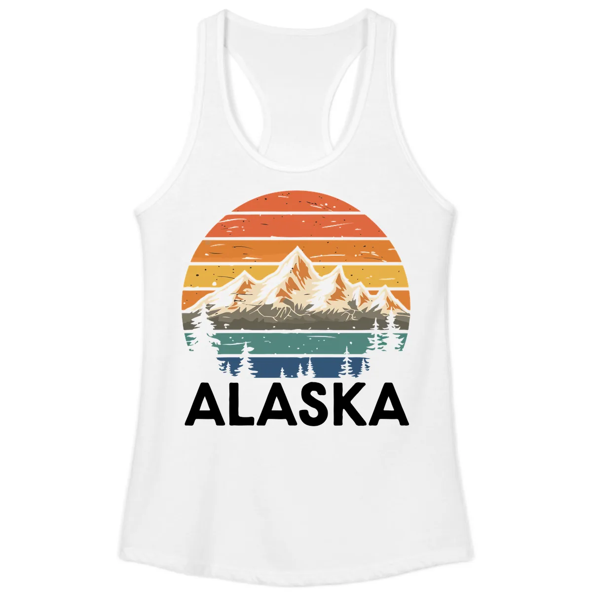 Alaska Mountain Sunset Layers Ladies Tank in White