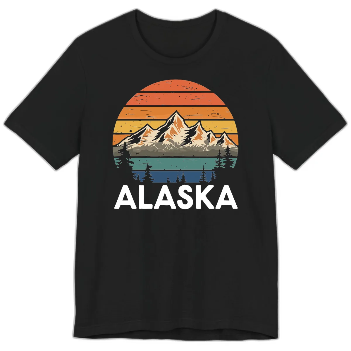 Alaska Mountain Sunset Layers Premium T-Shirt in Black