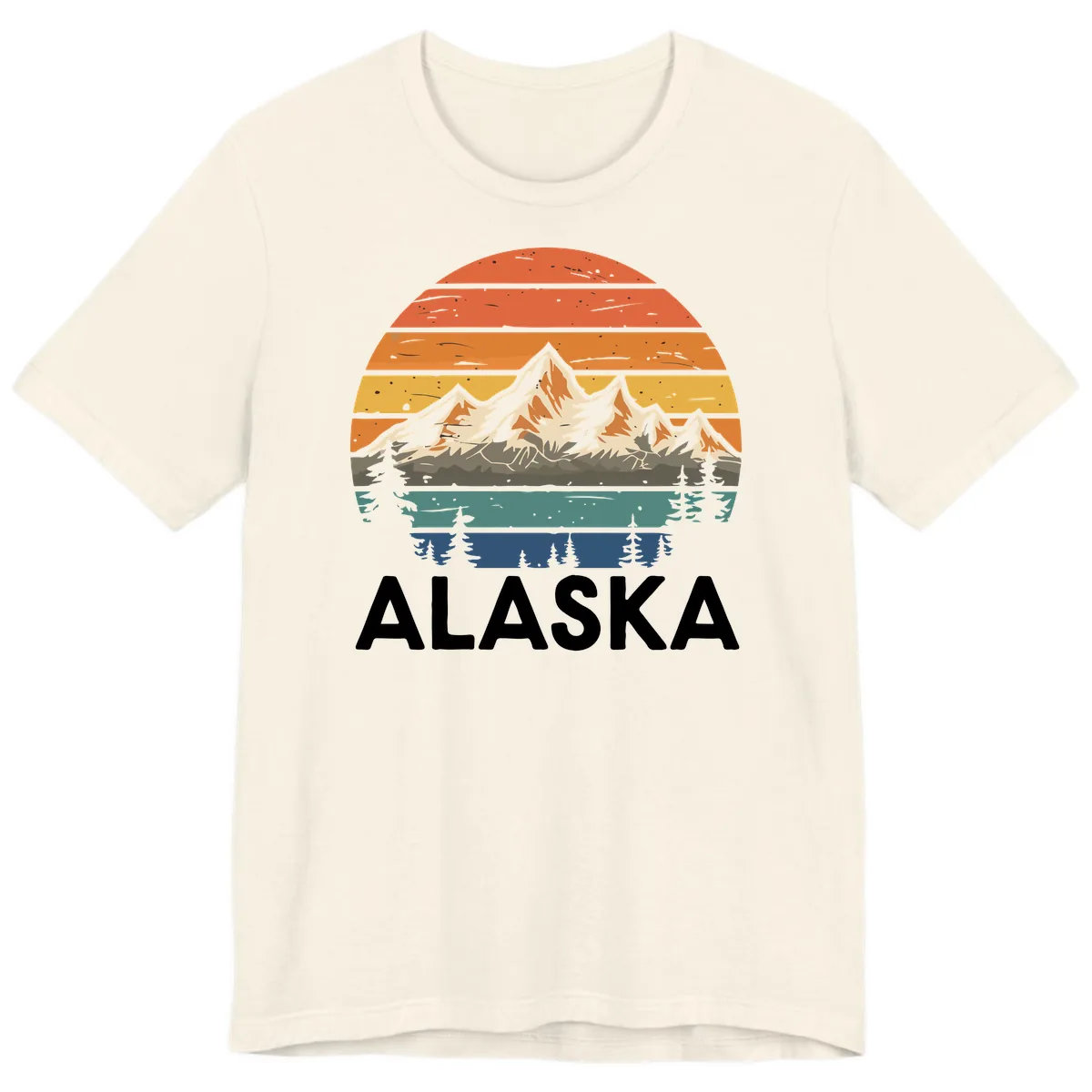 Alaska Mountain Sunset Layers Premium T-Shirt in Natural