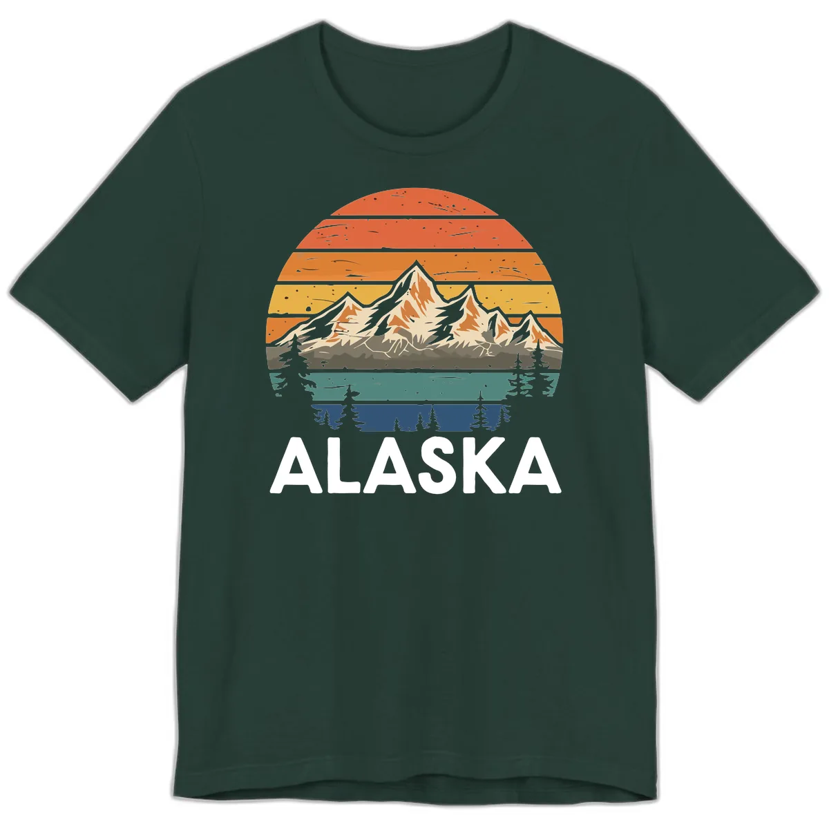 Alaska Mountain Sunset Layers Premium T-Shirt in Forest
