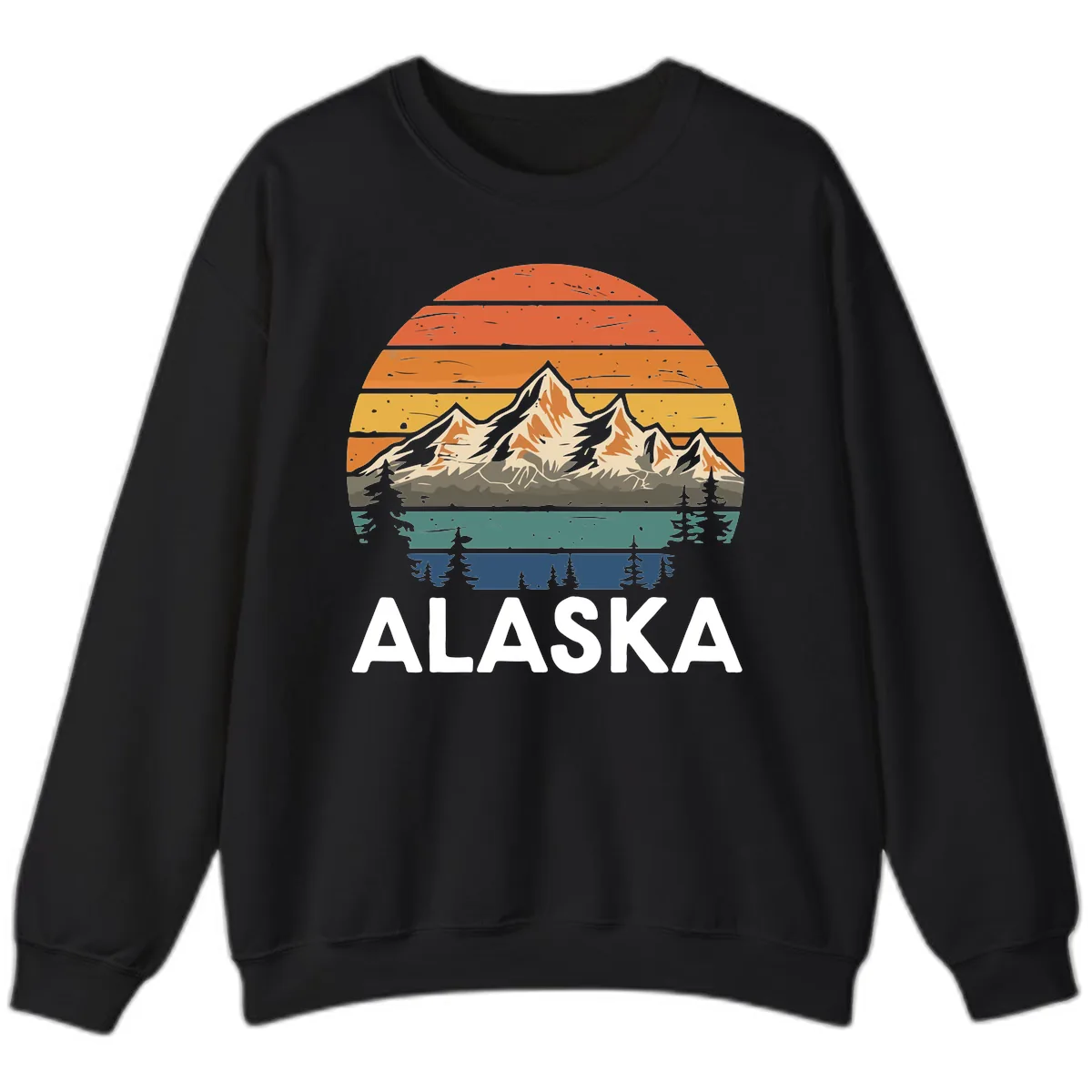 Alaska Mountain Sunset Layers Sweatshirt in Black