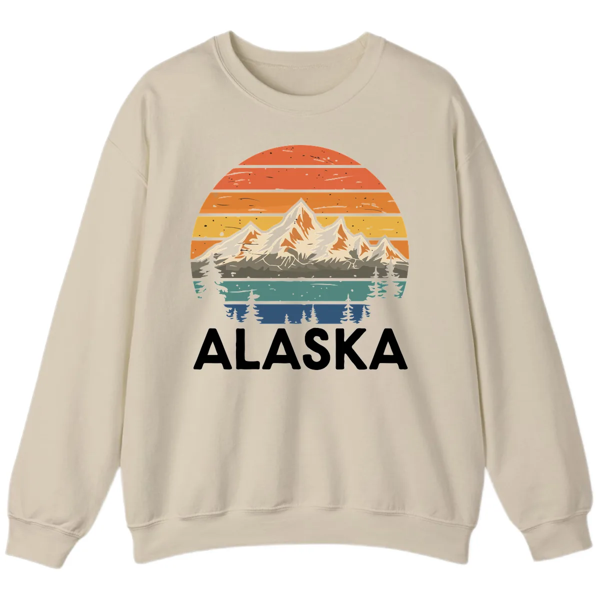 Alaska Mountain Sunset Layers Sweatshirt in Sand