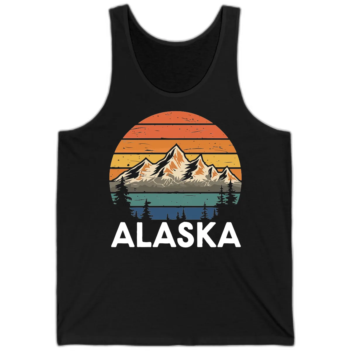 Alaska Mountain Sunset Layers Tank in Black