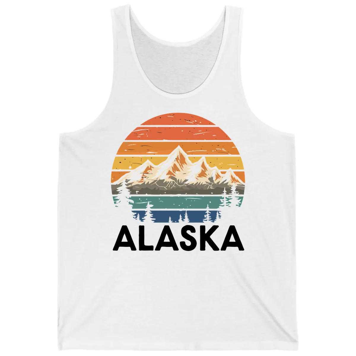 Alaska Mountain Sunset Layers Tank in White